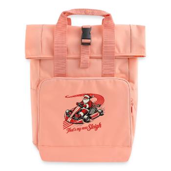 Christmas go-kart fun in retro style - Roll Top Backpack with Two Handles - chintz rose - Front