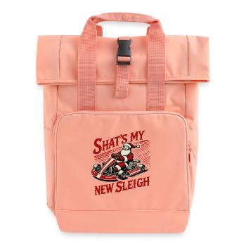 Go-Kart Christmas Funny Saying - Roll Top Backpack with Two Handles - chintz rose - Front