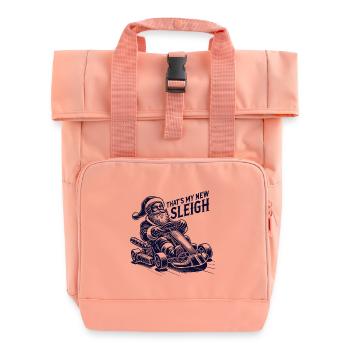 Christmas Go-Kart Fun: Vintage Sleds - Roll Top Backpack with Two Handles - chintz rose - Front