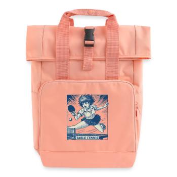 Anime Retro Table Tennis Action Table Tennis - Roll Top Backpack with Two Handles - chintz rose - Front