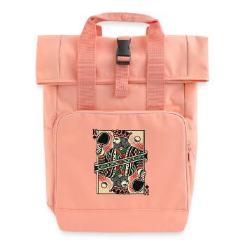 Retro Table Tennis King Playing Card Classic - Roll Top Backpack with Two Handles - chintz rose - Front