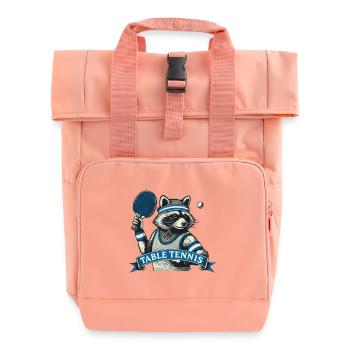 Tischtennis Waschbär Spieler Retro Spaß - Rolltop Rucksack mit zwei Griffen - Chintzrosa - Vorne