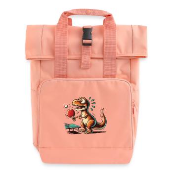 Funny T-Rex Playing Table Tennis - Roll Top Backpack with Two Handles - chintz rose - Front