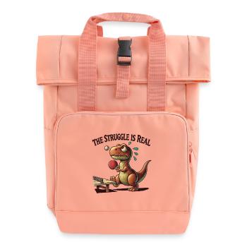 Lustiger T-Rex Struggle Tischtennis Spruch Design - Rolltop Rucksack mit zwei Griffen - Chintzrosa - Vorne