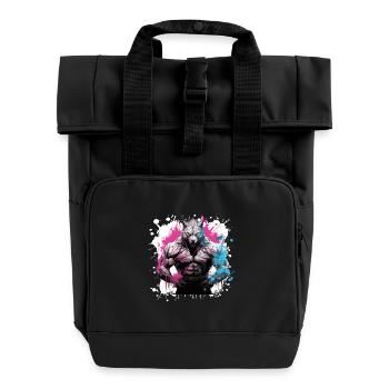 Muscle de loup Musculation Bête - Sac à dos Roll Top à deux anses - noir - Devant