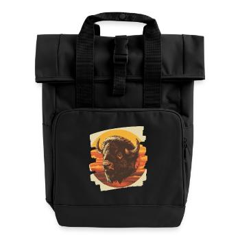 Bison - Roll Top Backpack with Two Handles - black - Front