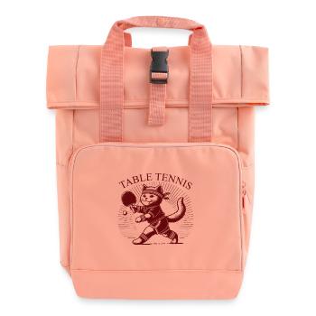 Niedliche Katze Tischtennis Retro Vintage Design - Rolltop Rucksack mit zwei Griffen - Chintzrosa - Vorne