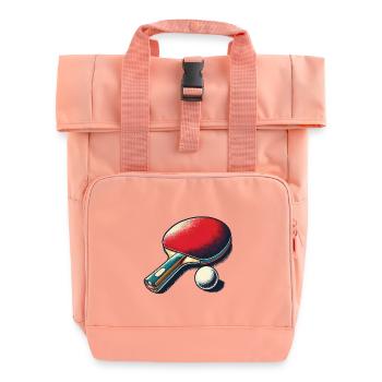 Retro Table Tennis Racket Vintage Style Table Tennis - Roll Top Backpack with Two Handles - chintz rose - Front