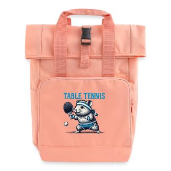 Hamster Retro Vintage Table Tennis Fan Design - Roll Top Backpack with Two Handles - chintz rose - Front
