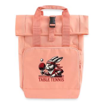Bunny Vintage Retro Table Tennis Master - Roll Top Backpack with Two Handles - chintz rose - Front