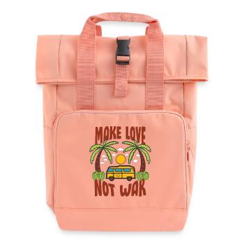 Make Love Not War Flower Power Hippie - Roll Top Backpack with Two Handles - chintz rose - Front