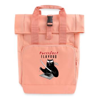 Purrrfect Flavour – Sushi Chef Cat - Roll Top Backpack with Two Handles - chintz rose - Front