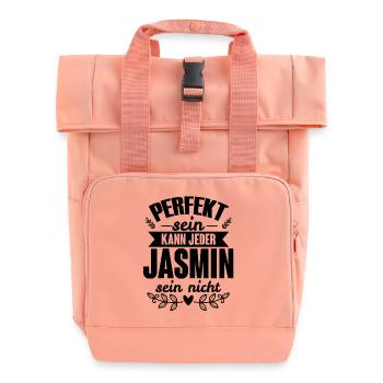 Jasmin - Perfekt Sein Kann Jeder Jasmin Nicht - Rolltop Rucksack mit zwei Griffen - Chintzrosa - Vorne