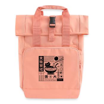 Japanese Retro Ukiyo-E Ramen Noodles Streetwear - Roll Top Backpack with Two Handles - chintz rose - Front