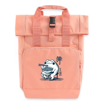 Kawaii Frog with Ramen Noodles Ukiyo-e Japanese - Roll Top Backpack with Two Handles - chintz rose - Front