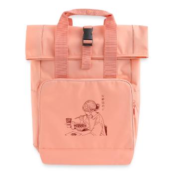 Japon Ramen Nouilles Filles Streetwear Esthétique - Sac à dos Roll Top à deux anses - rose liberty - Devant