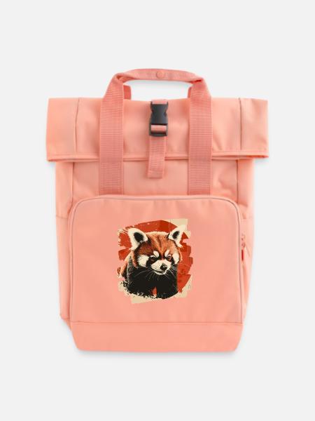 Roter Panda - Rolltop Rucksack mit zwei Griffen - Chintzrosa
