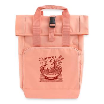 Kawaii Cat With Ramen Noodles Streetwear - Roll Top Backpack with Two Handles - chintz rose - Front