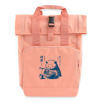 Kawaii Rétro Chats Ramen Ukiyo-E Streetwear - Sac à dos Roll Top à deux anses - rose liberty - Devant