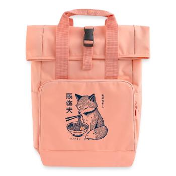 Kitsune Ramen Noodles Kawaii Retro Ukiyo-e Fox - Roll Top Backpack with Two Handles - chintz rose - Front