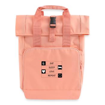 Manger Dormir Aimer Répéter Amour Sexe Saint-Valentin - Sac à dos Roll Top à deux anses - rose liberty - Devant