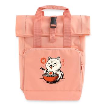 Ramen Noodles Love Shiba Dog Japan Retro Ukiyo-E - Roll Top Backpack with Two Handles - chintz rose - Front