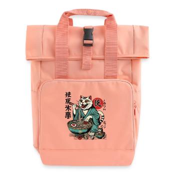 Japanese Retro Ukiyo-E Ramen Noodles Streetwear - Roll Top Backpack with Two Handles - chintz rose - Front