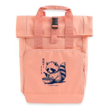 Japan Anime Streetwear Raccoon Ramen Retro Kawaii - Roll Top Backpack with Two Handles - chintz rose - Front