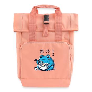 Kawaii Ramen Frog Ukiyo-E Retro Aesthetic - Roll Top Backpack with Two Handles - chintz rose - Front