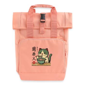 Drôles de chats dans le style rétro ukiyo-e avec des ramen - Sac à dos Roll Top à deux anses - rose liberty - Devant