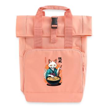 Kitsune Ramen Noodles Kawaii Japan Retro Ukiyo-e - Roll Top Backpack with Two Handles - chintz rose - Front