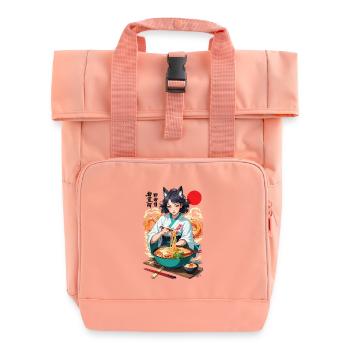 Ramen Ukiyo-E Streetwear Retro Ästhetik Kemonomimi - Rolltop Rucksack mit zwei Griffen - Chintzrosa - Vorne