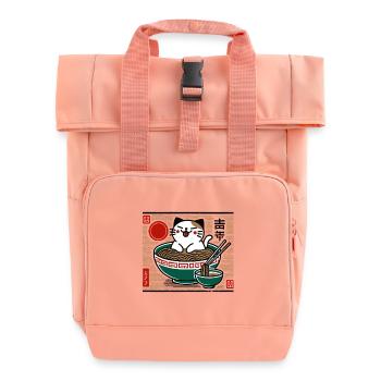 Japanese Ramen Cat Ukiyo-E Streetwear - Roll Top Backpack with Two Handles - chintz rose - Front