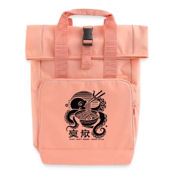 Octopus Eats Ramen Japan Retro Ukiyo-E - Roll Top Backpack with Two Handles - chintz rose - Front