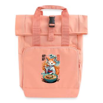 Kitsune Fox Ramen Noodles Kawaii Japan Retro - Roll Top Backpack with Two Handles - chintz rose - Front