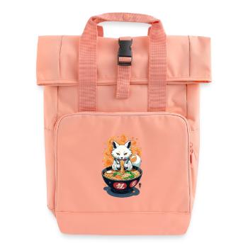 Kitsune Ramen Noodles Kawaii Retro Ukiyo-e Fox - Roll Top Backpack with Two Handles - chintz rose - Front