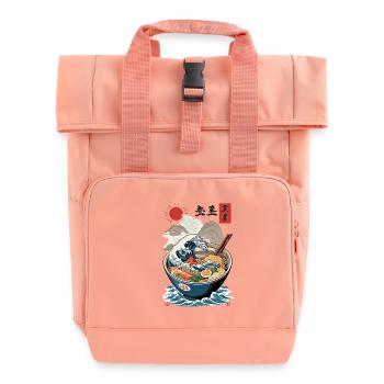 Ramen Noodles Ukiyo-E Japanese Retro Streetwear - Roll Top Backpack with Two Handles - chintz rose - Front