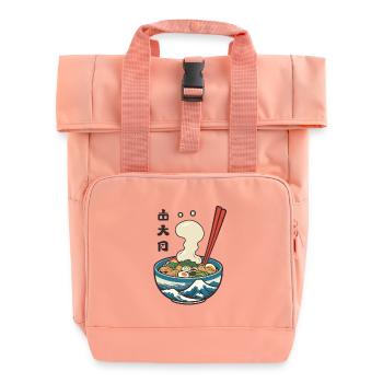 Japanese Ramen Ukiyo-E Retro Aesthetic Design - Roll Top Backpack with Two Handles - chintz rose - Front