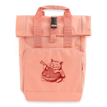 Ramen Noodles Kawaii Cat Japanese Streetwear - Roll Top Backpack with Two Handles - chintz rose - Front