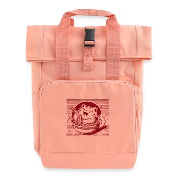 Kawaii Cat Ramen Noodles Japanese Streetwear - Roll Top Backpack with Two Handles - chintz rose - Front