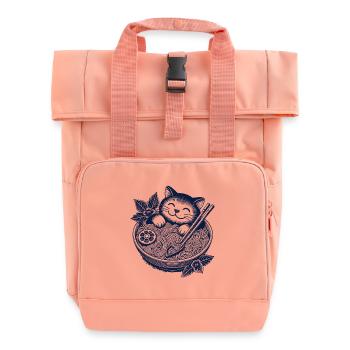Kawaii Cat Ramen Noodles Japanese Streetwear - Roll Top Backpack with Two Handles - chintz rose - Front