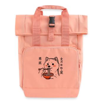 lustiger Shiba Hund Ramen Liebhaber - Rolltop Rucksack mit zwei Griffen - Chintzrosa - Vorne