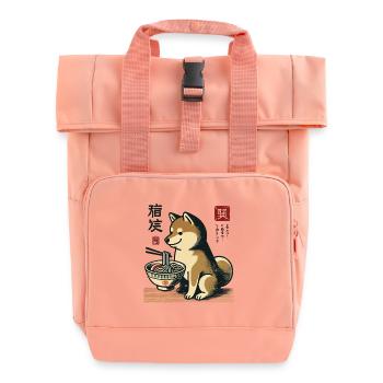 Ramen Noodles Streetwear Ukiyo-E Anime Dog - Roll Top Backpack with Two Handles - chintz rose - Front