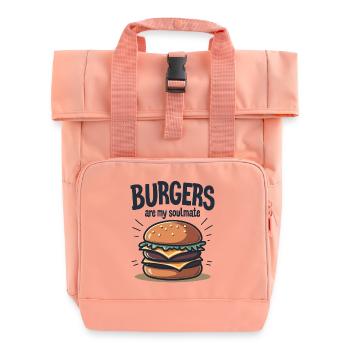Burgers are my Soulmate Hamburger Fast Food - Rolltop Rucksack mit zwei Griffen - Chintzrosa - Vorne