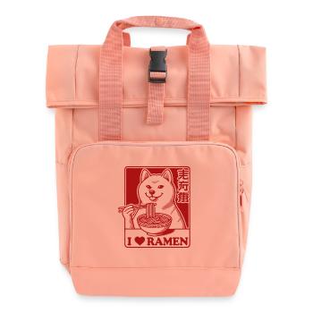 Japanese Streetwear Kawaii Ramen Noodles Love - Roll Top Backpack with Two Handles - chintz rose - Front