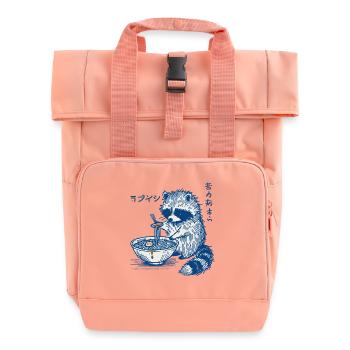 Waschbär Ramen Retro Ukiyo-E Kawaii Japan - Rolltop Rucksack mit zwei Griffen - Chintzrosa - Vorne