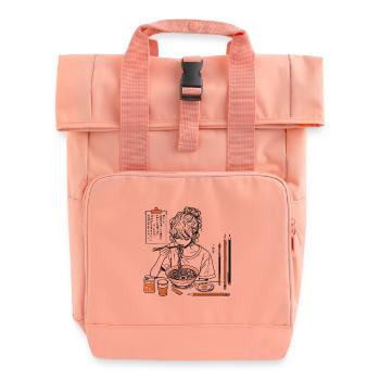 Ramen and Drawing Japanese Streetwear Aesthetics - Roll Top Backpack with Two Handles - chintz rose - Front