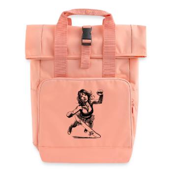 Crash & Rise – Skaterin T-Shirt - Rolltop Rucksack mit zwei Griffen - Chintzrosa - Vorne