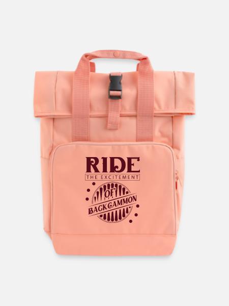 Backgammon Spiel - Rolltop Rucksack mit zwei Griffen - Chintzrosa