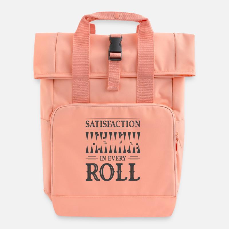 Backgammon Spiel - Rolltop Rucksack mit zwei Griffen - Chintzrosa